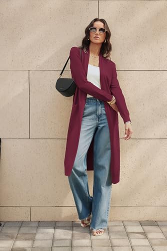 Image of GRACE KARIN Essential Solid Open Front Maxi Long Knitted Cardigan Sweater for Women