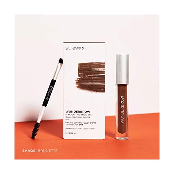 WUNDER2-WUNDERBROW-Makeup-Waterproof-Eyebrow-Gel-For-Long-Lasting-Eye-Brow-Make-Up-Brunette WUNDERBROW Waterproof Eyebrow Gel, Brunette, Vegan and Cruelty-Free