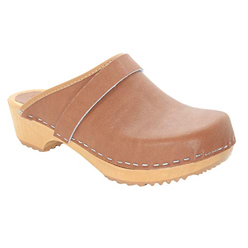 Image of Bjork Maja Wood Open Back Leather Clogs