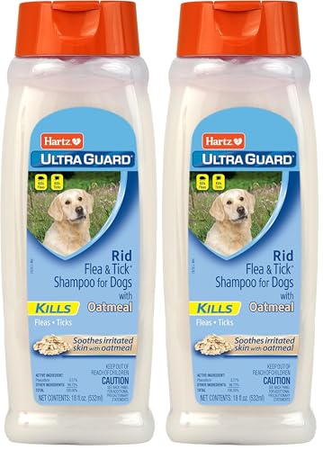 Image of Hartz UltraGuard Rid Flea & Tick Oatmeal Dog Shampoo, 18 oz Bottle (Pack of 2)