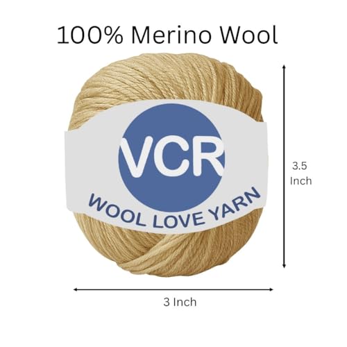 Image of VCR Tan Brown Yarn, 25 Grams Hank, 85 Meters Length, 100% Merino Wool, Pack of 1, Shrink-Resistant Soft, Warm and Premium Wool Yarn for Knitting, Crochet and Craft Projects