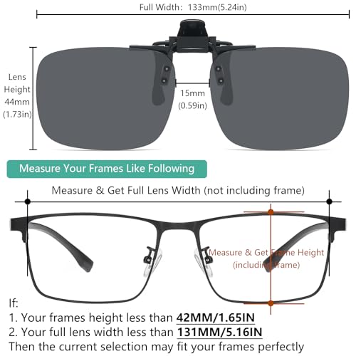 IOHLNG Polarized Clip On Flip Up Sunglasses Over Prescription Glasses for Women and Men3