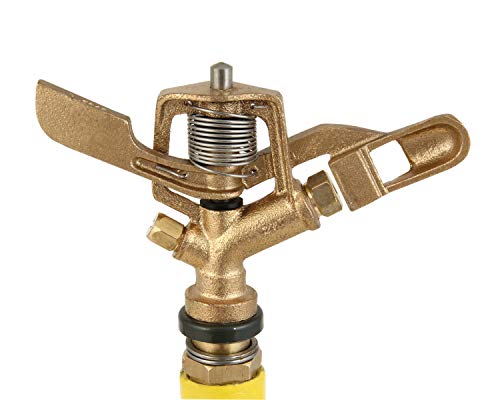 Image of DIVINE TREE 360 Degree Rotating Automatic Garden Brass Sprinkler with Stand Heavy Duty Brass Impact Head Sprinkler-Irrigation System for Lawn