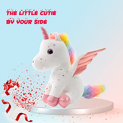 Sew Butiful 8" Unicorn Stuffed Animal - Cute Plush Toy Gift For 3-8 Years Old Girls, Soft Birthday Present For Baby, Toddler, Kids, Decor (White) #TOP3