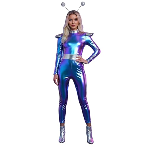 2026 Futuristico Alien Cosplay per adulti in stile elegante Court ideale per eventi di gioco di ruolo fantascienza (blu, XXL)