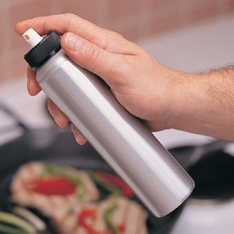 WIN-WARE Stainless Steel Olive Oil Sprayer Pump. Ideal for use when a fine coating of oil is required. For use with oils, water, or vinegar, for salads, non-stick cooking or baking.
