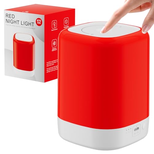 Terapia de luz roja para dispositivo de sueño, luces nocturnas rojas con longitud de onda de 670 nm, lámpara de sueño de luz roja táctil que ayuda a apoyar la relajación profunda y mejorar el sueño