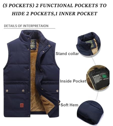 Image of XinYangNi Men's Winter Warm Outdoor Padded Puffer Vest Thick Fleece Lined Sleeveless Jacket