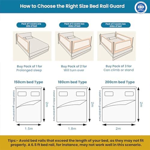 Image of SAFE-O-KID (1 Side Foldable Baby Bed Rail Guard (6FT /182CM) with 1 Year Warranty | Extra Tall Toddler Bed Safety Rail | Breathable Mesh |Child Fall Protection | Easy Installation | Blue