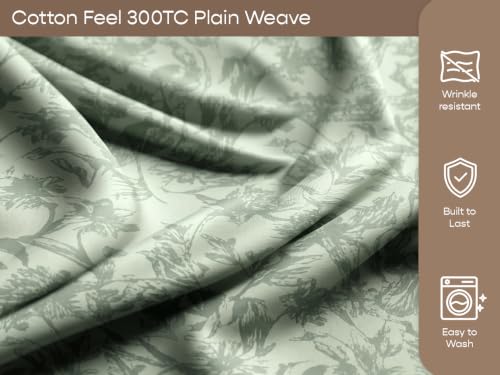 Image of SleepyCat 300 TC Cotton-Soft Microfiber Bedsheet with 1 Pillowcase|Wrinkle-Free|300 TC Plain Weave|No Creases, No Shrinkage|No Colour Fading|150 GSM|Sage Forest|Fits Mattress Upto 8 Inches|Single