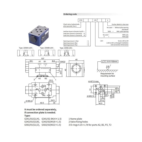Clapet anti-retour hydraulique Z2S6A-1-40B bloquant la pression sans fuite