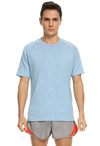 Xelky 4-5 Pack Men's Dry Fit T Shirt Moisture Wicking Athletic Tees Exercise Fitness Activewear Short Sleeves Gym Workout Tops Black/Darkgray/Lightgray/Lightblue/Green M #TOP3