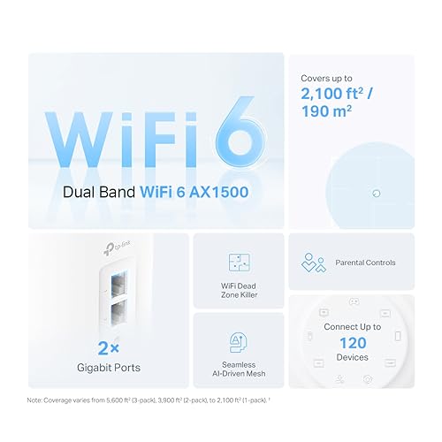 TP-Link Deco X10 AX1500 Whole Home Dual Band Mesh Wi-Fi 6 System, AI-Driven, Coverage up to 2100ft²,Connect up to 120 Devices,Ideal for Gaming&4K,... - Image 2