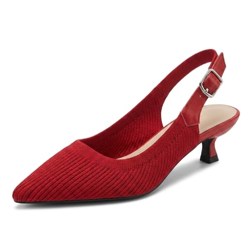 Image of youngshow Women's Slingback Kitten Heels for Work