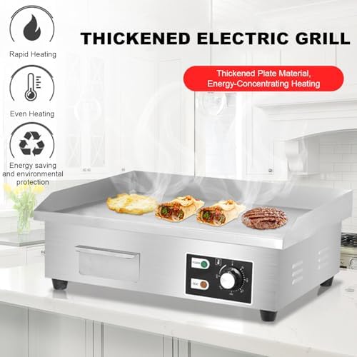 3000W Commercial Electric Griddle, Nonstick Stainless Steel Countertop Grill, Heavy-Duty 8mm Iron Plate, Perfect for Camping, Restaurants, and Outdoor Cooking