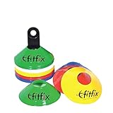 Fitfix® Disc Cones Set | Space Marker Cones 2' Height- Agility Training Cones for Cricket, Exercise, Kids Activity, Sports | Football Cones Set with Stand, Carry Bag (Pack of 10 Multicolour Colour)