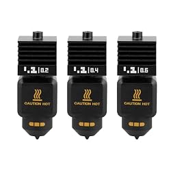 3 pcs P2S 0.2+0.4+0.6mm Hotend Kit: P2S X2D Hotend Kit with Removable Hardened Steel Nozzle and Standard High-Flow HF Printhead, Hotend Extruder 3D Printing Accessories