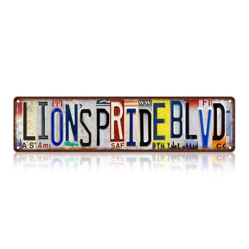 TREEPERI Vintage Lion's Pride Blvd Street Sign Wall Decor Metal Tin Signs for Bar Home Bedroom Garage