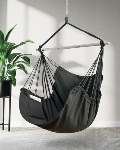 Image of Lulladle Hammock Chair Hanging Rope Swing - Hammock Chair Bedrooms - Swing Chair Indoor - Hanging Chair Outdoor - Max Weight 500 Lbs
