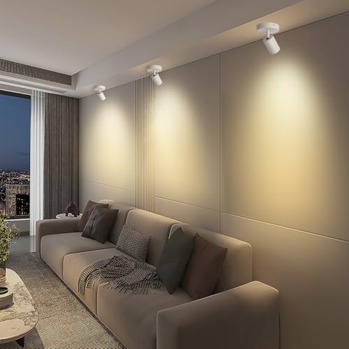 Image of White Surface Mounted LED Ceiling Spotlight Directional Spot Lights Indoor Bright Can Accent Fixture for Living Room Bedroom - CRI92 Flicker Free 7W 560LM 3000K Warm White (Driver includ)