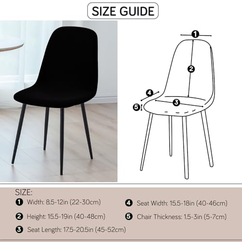 Image of HOKIPO 'SereneSolids' 140 GSM Shell Chair Cover, Mid Century Modern Dining Chair Cover, Pack of 1, Black (AR-6248-BLK)
