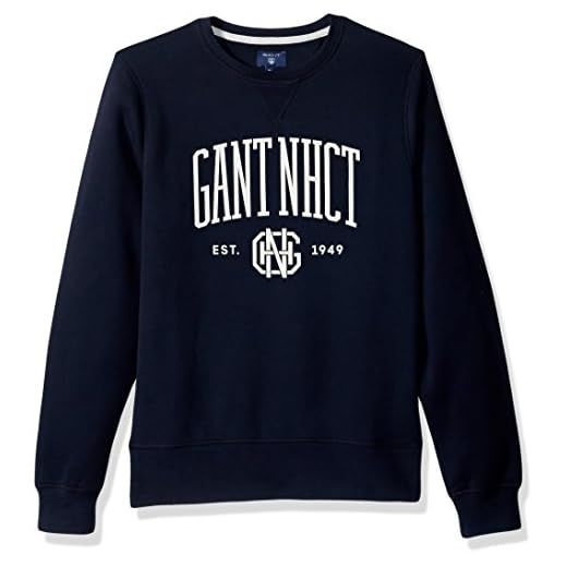 GANT Herr New Haven rund hals tröja, Kväll blå, M