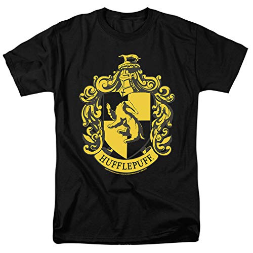 Popfunk Harry Potter Hufflepuff Logo Hogwarts T Shirt & Stickers (X-Large) Black