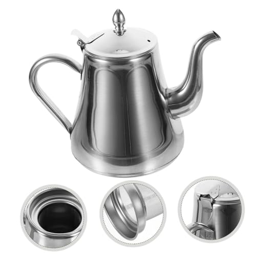 Mipcase ステンレス製ティーポット フィルター付き 茶こし内蔵 滑らか注ぎ口 家用 カフェ向け 茶葉 花茶 果実茶対応 お祝い にも