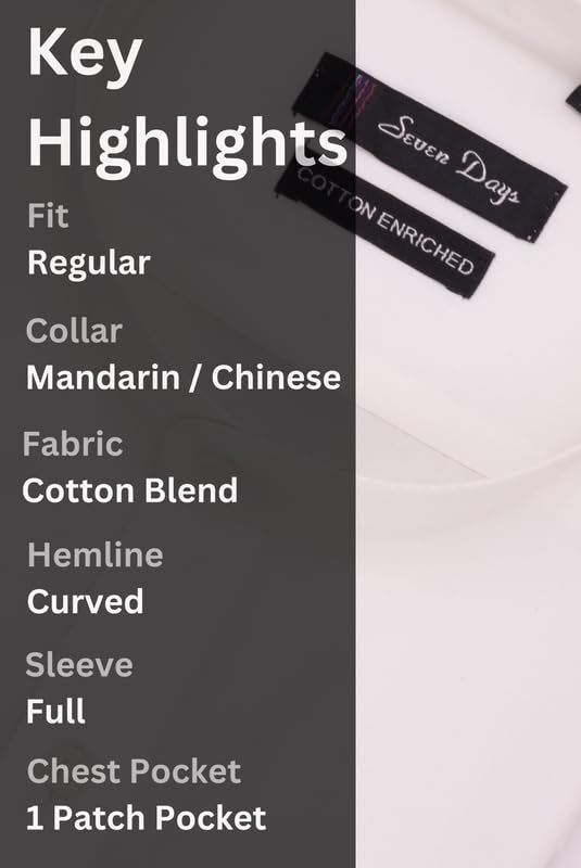 Image of 7-DAYS Men's Premium Formal Shirt - Cotton Rich, Regular Fit, Full Sleeve, Wrinkle-Resistant, with Pocket, Durable & Easy Care - Perfect for Office Wear & Under Suits