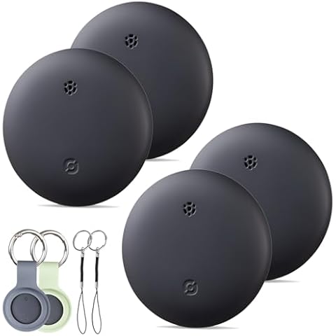 Reyke Smart Tag, Air Tracker Luggage Tracker, Works with Apple Find My (iOS Only), Item Locator for Key, Luggage, Backpack, Wallet, IPX6 Waterproof, 4 Pack Cover