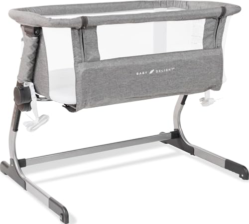 Image of Baby Delight Beside Me Dreamer Bassinet | Bedside Sleeper | 7-Position Height Adjustment | Charcoal Tweed