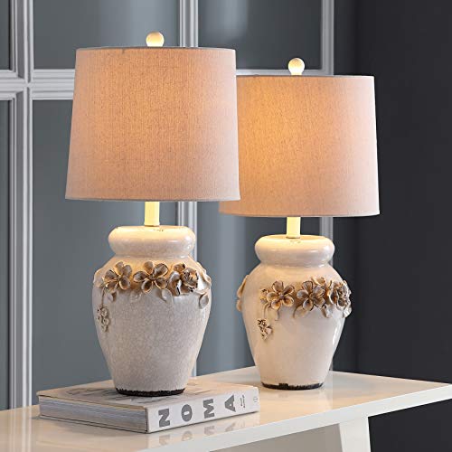 Safavieh Lighting Collection Marquesa Cream Vase 24-Inch Bedroom Living Room Home Office Desk Nightstand Table Lamp Set Of 2 (Led Bulbs Included) #TOP22
