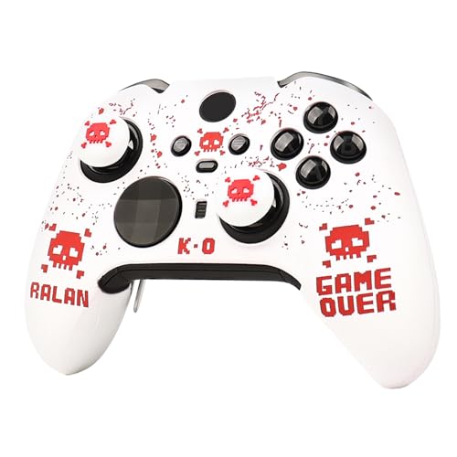 Image of Pixelated Skull Controller Skin Compatible with Xbox Elite Series 2 Core Wireless Controller, RALAN Protector Case, Customised Thumb Grips Cap
