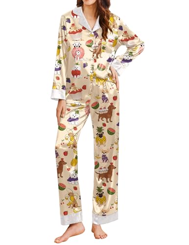Ekouaer Silk Pajamas for Women Funny Graphic Dachshund...