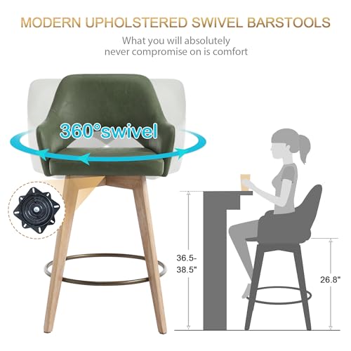 Image of Zesthouse Swivel Counter Stools Set of 2, Wooden Counter Height Bar Stools