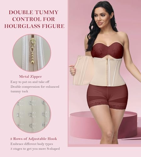 Image of SHAPSHE Waist Trainer for Women Double-layer Tummy Control with Zipper