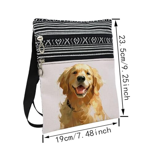 Golden Retriever Messenger Bag Small Ethnic Pattern Printed Adjustable Strap Crossbody Zipper Bag Golden Retriever Phone Bag Wallet Cute Shoulder Handbag for Women -22
