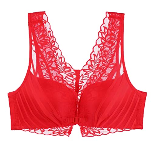 Genérico Sin Sujetador de Anillo Ultraligero Ropa Interior Femenina sin Tirantes fijos para Uso Diario (Red, 36/80C)