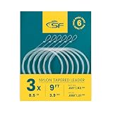 SF 6PCS Pre Tied Loop Fly Tapered Leader Nylon Fly Fishing Trout Leader Line 9FT-3X