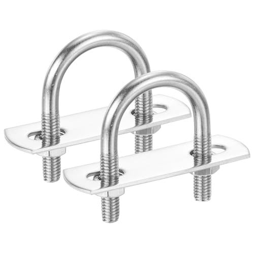 Image of PATIKIL Round U-Bolts, 2 Pcs 0.87 inch(22mm) Inner Width 42mm Length M6 with Nut Plate Washer 304 Stainless Steel Round Bend U-Bolts for Boat Trailer Axle Sailboat