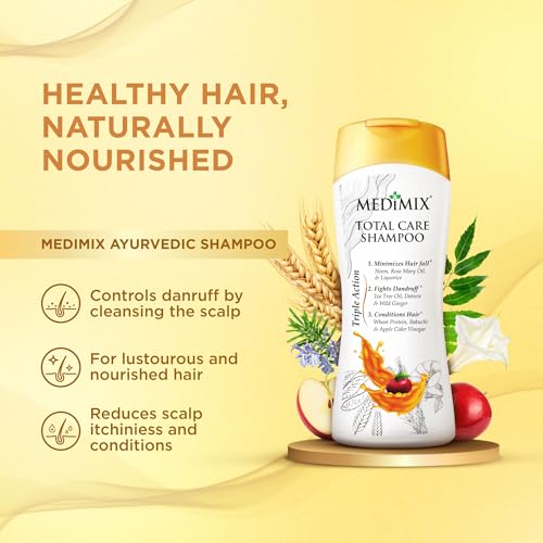 Image of Medimix Total Care Shampoo 200 Ml (Pack of 2) for Men & Women | Minimize Hairfall, Fight Dandruff with Hair Conditioning | Infused with 9 Herbal Ingredients