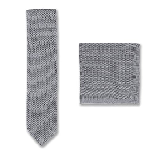 Cravate en tricot et carré gris Broni&Bo pour mariage élégant