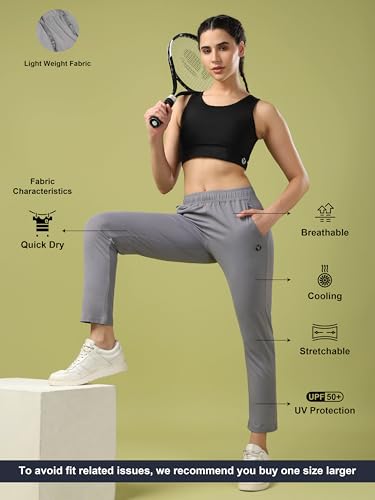 Image of TECHNOSPORT Women's Regular Fit Mid Rise Solid Track Pant with Antimicrobial, Stretchable for Gym, Workout & Sports and Regular Use