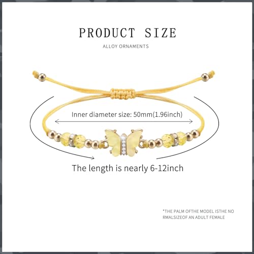 9Pieces Crystal Rhinestone Beads Butterfly Bracelets Adjustable String Cute Butterfly Charm Woven Friendship Bracelet for Women Fairy Party Favor2