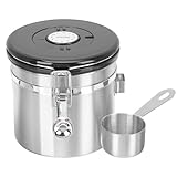 SEWACC Praktische Kaffeebohnendose aus Edelstahl 304 mit Luftdichtem Silikondeckel und Einwegventil 1200 ml Vorratsglas für Kaffee Tee und Trockenwaren Wiederverwendbar für Küche und