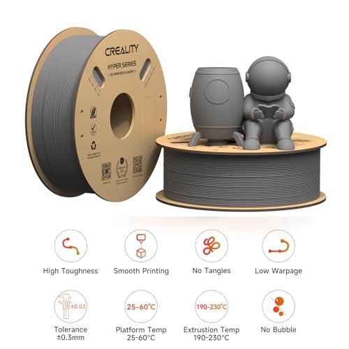 Image of Creality 3D Printer Filament PLA 1.75mm 2KG, Creality Official Hyper PLA Filament,2Pcs 2.2 lb /1 kg, 600mm /s Designed for High-Speed 3D Printing (Gray*2)