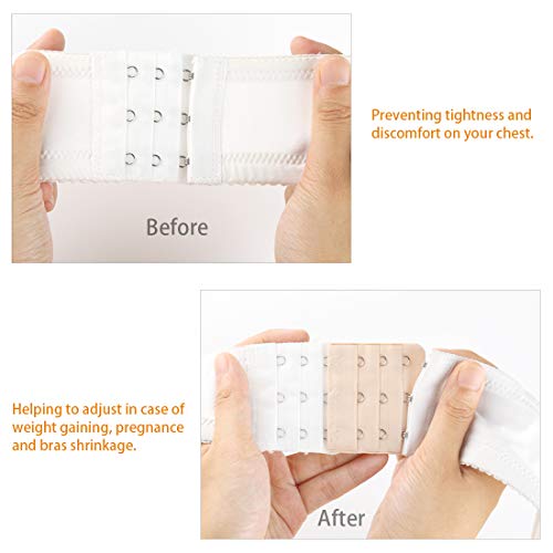 Uxcell 2Pcs Bra Strap Extenders Set 3 Rows 2 Hooks/3 Hooks/4 Hooks Elastic Bra Hook Extensions 4-Hooks White #TOP5