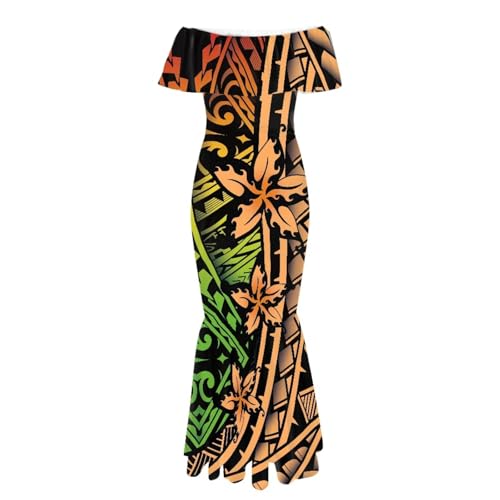 Image of Polynesian for Women S-7XL Off Shoulder Maxi Dress Hawaiian Summer Dresses