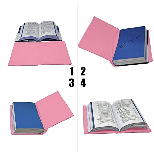 2 Pack Stretchable Book Sleeve Covers, for Paperbacks Hardcover Textbooks up to 9\" x 12\", Office Supplies with Free Sticker Labels (Grey + Pink) - Thumbnail 2