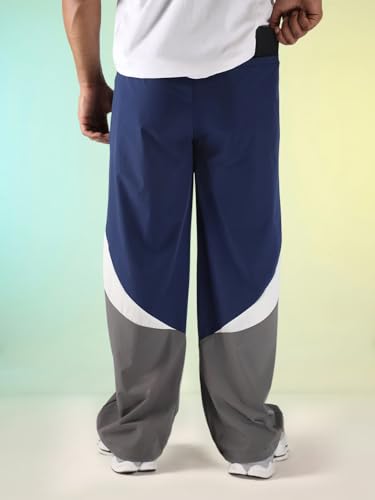 Image of CHKOKKO Men's Nylon Track Pants with Colorblock Design | Lightweight Breathable Sports Pant | Relaxed Fit Activewear for Workout, Training & Everyday Comfort